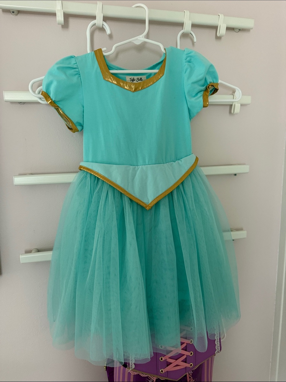 Disney princess Jasmine Aqua Princess Dress with Gold Trim - Kids Costume